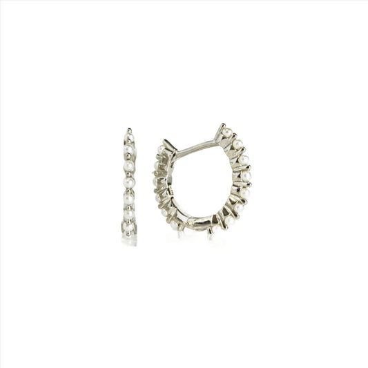 Petite Pearl Hoops Sterling Silver