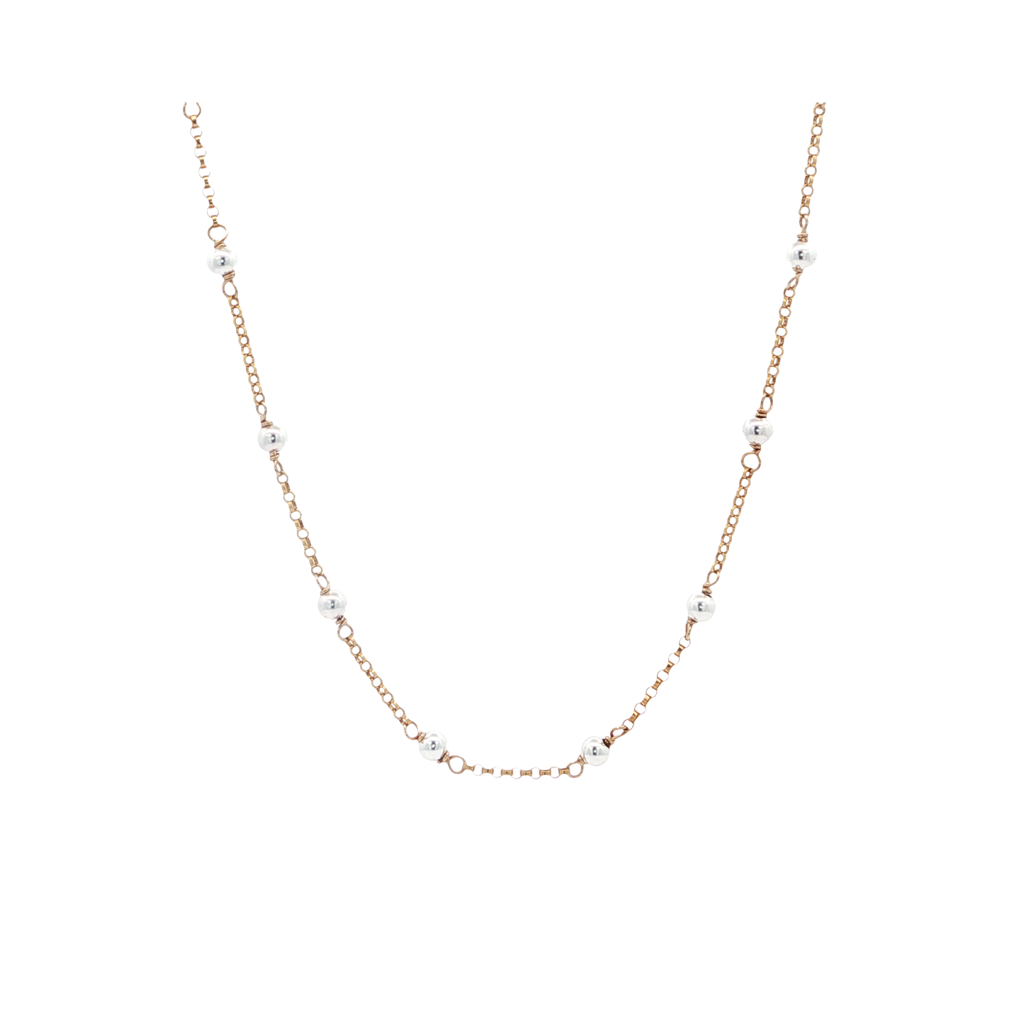 Two Toned Beaded Gold Filled Necklace