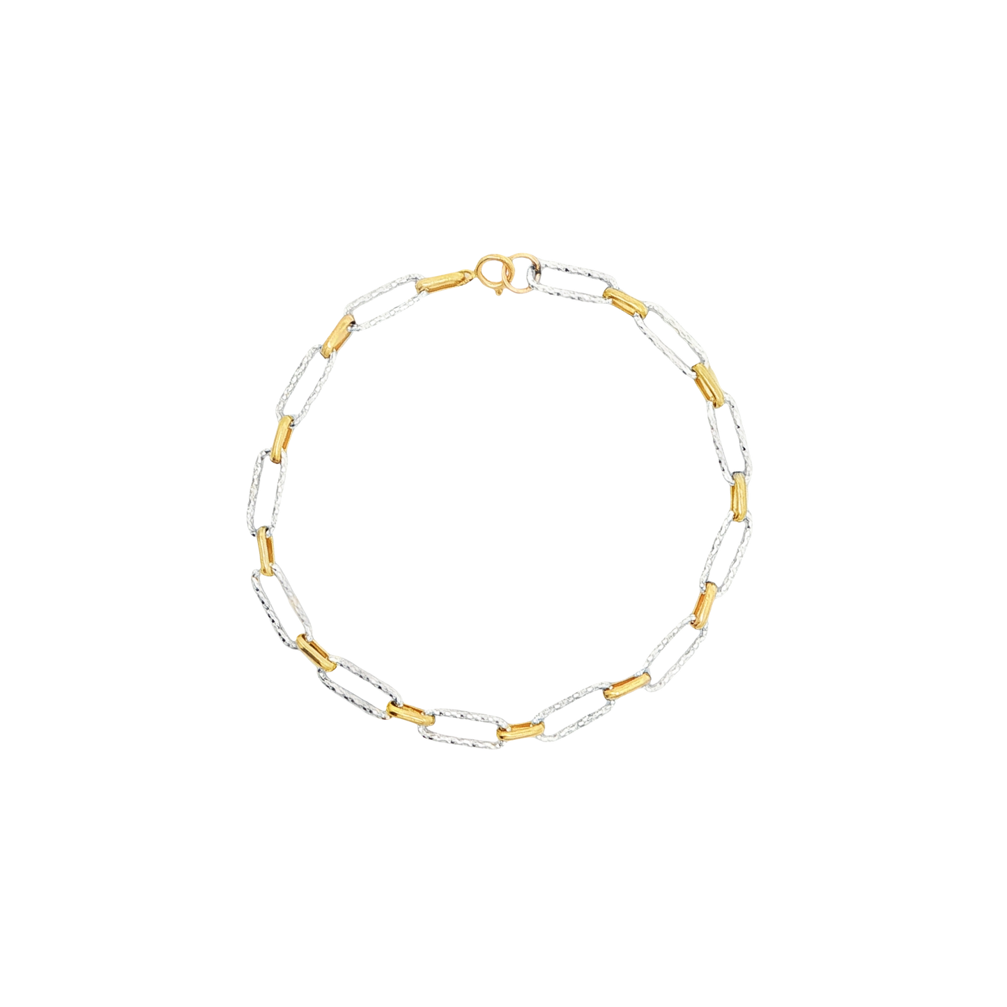 Two Toned Hammered Paperclip Bracelet