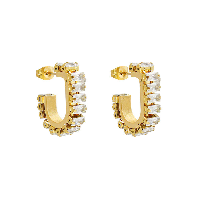 New! “Aliana” Emerald Studded Hoop outlet Earrings