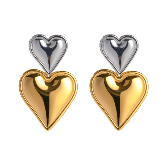 Two Toned Heart Throb Earrings
