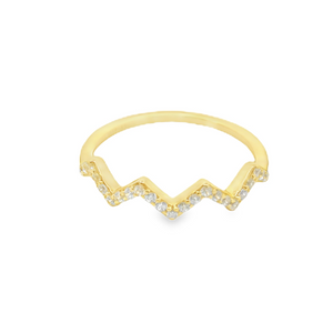 Zig Zag Pave Ring In Vermeil