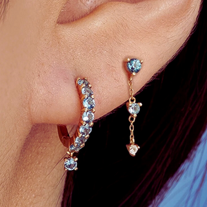 Blue Topaz Tri Tone Earrings