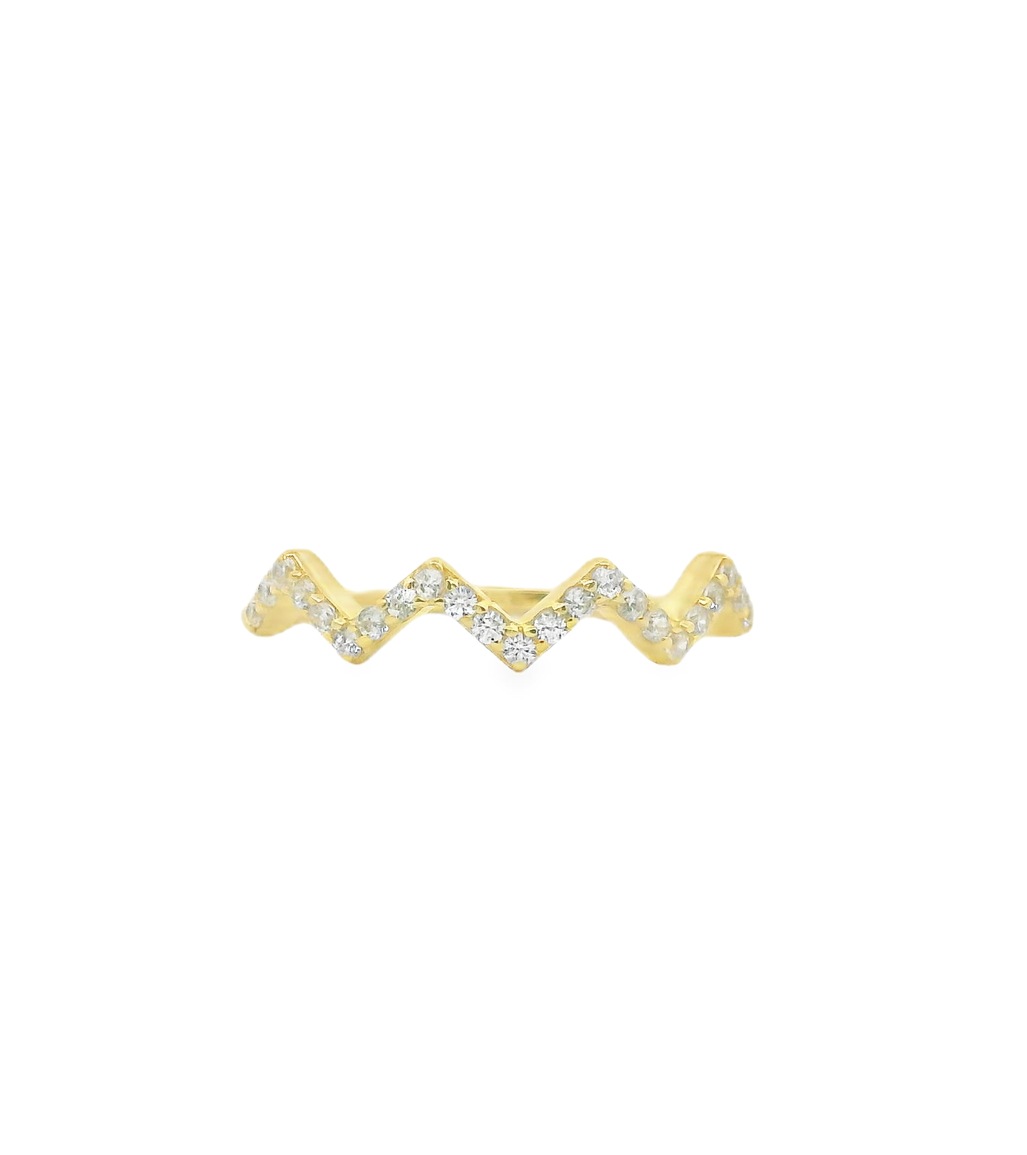 Zig Zag Pave Ring In Vermeil