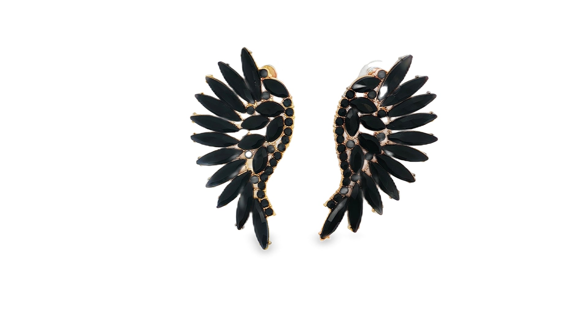 Angel Wings In Black Earrings