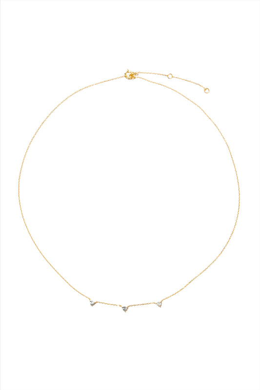 Blue Topaz Tri Stone Necklace 14K Gold