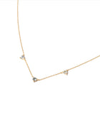 Blue Topaz Tri Stone Necklace 14K Gold
