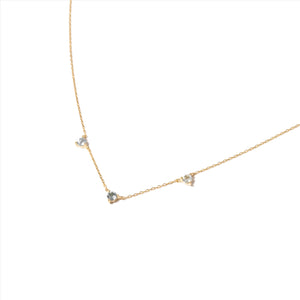 Blue Topaz Tri Stone Necklace 14K Gold