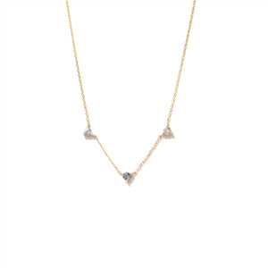 Blue Topaz Tri Stone Necklace 14K Gold