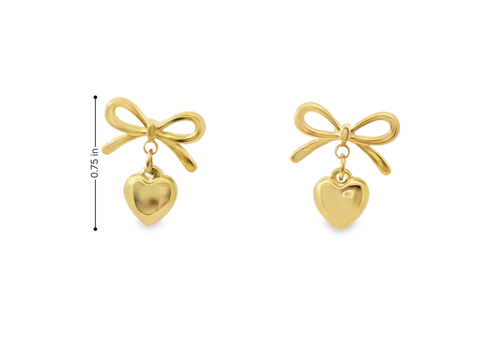 Bow Heart Earrings Gold