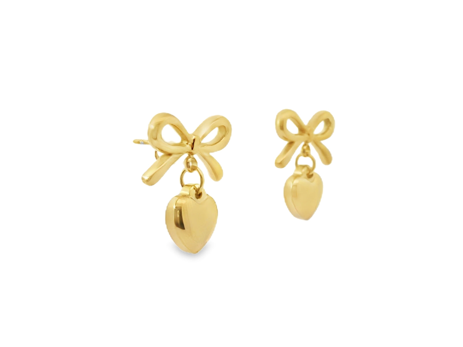 Bow Heart Earrings Gold