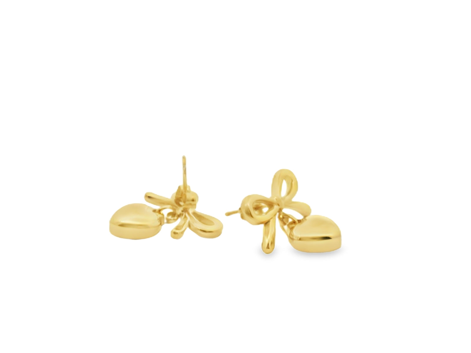 Bow Heart Earrings Gold