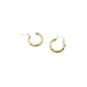 Two Toned Twist Hoop Earrings