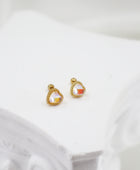 Glass Heart Cartilage Earrings Gold