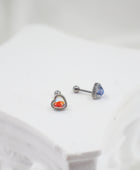 Glass Heart Cartilage Earrings Silver