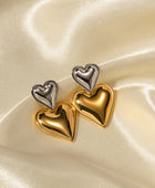 Two Toned Heart Throb Earrings