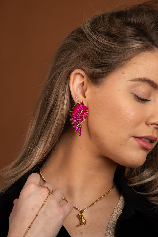 Angel Wings in Magenta Earrings