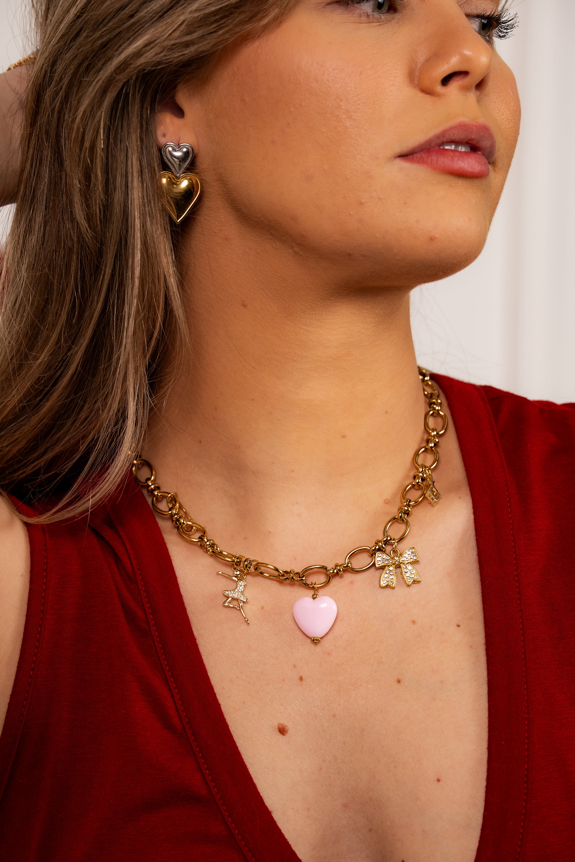 Two Toned Heart Throb Earrings