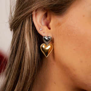 Two Toned Heart Throb Earrings