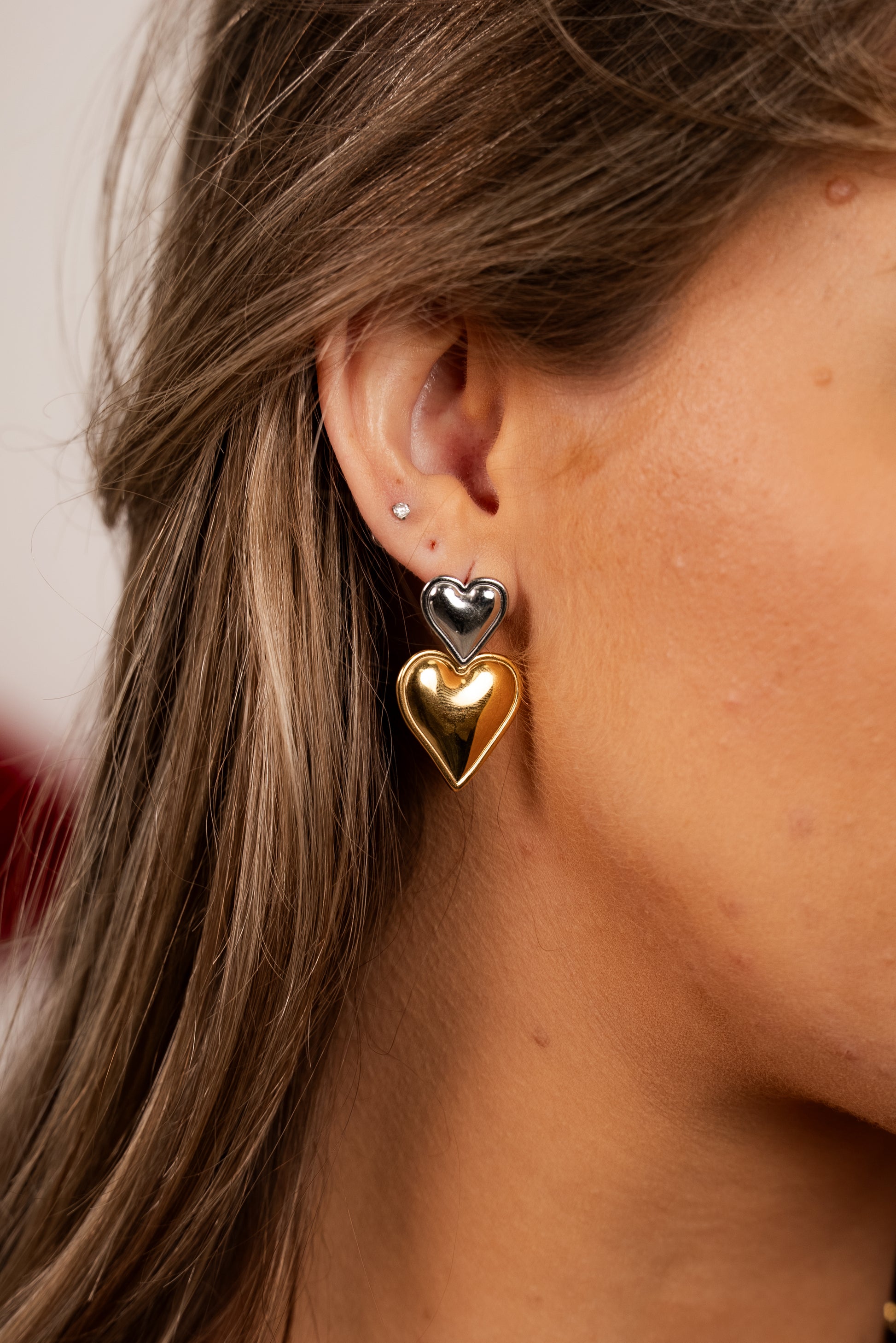 Two Toned Heart Throb Earrings