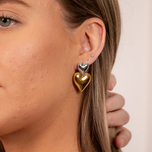 Two Toned Heart Throb Earrings