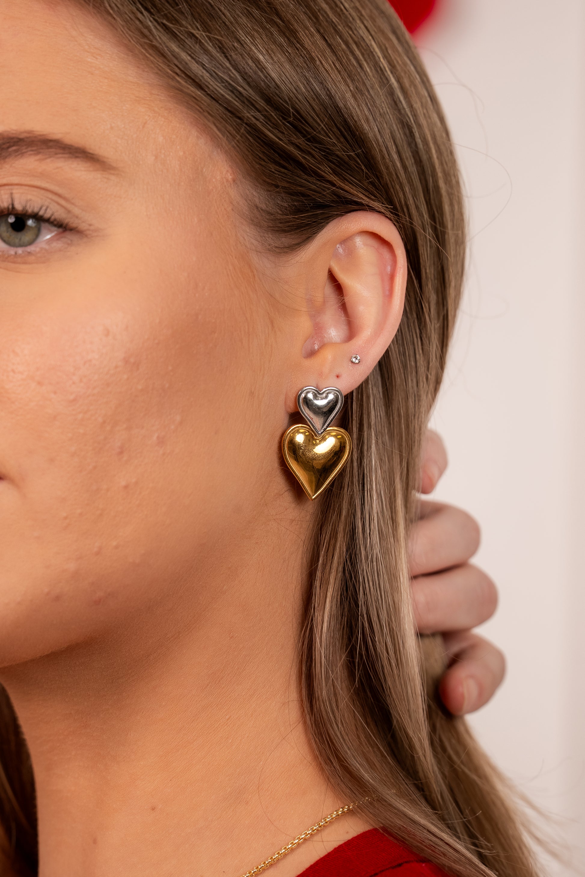Two Toned Heart Throb Earrings