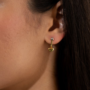 Two Toned Heart Drop Vermeil Earrings