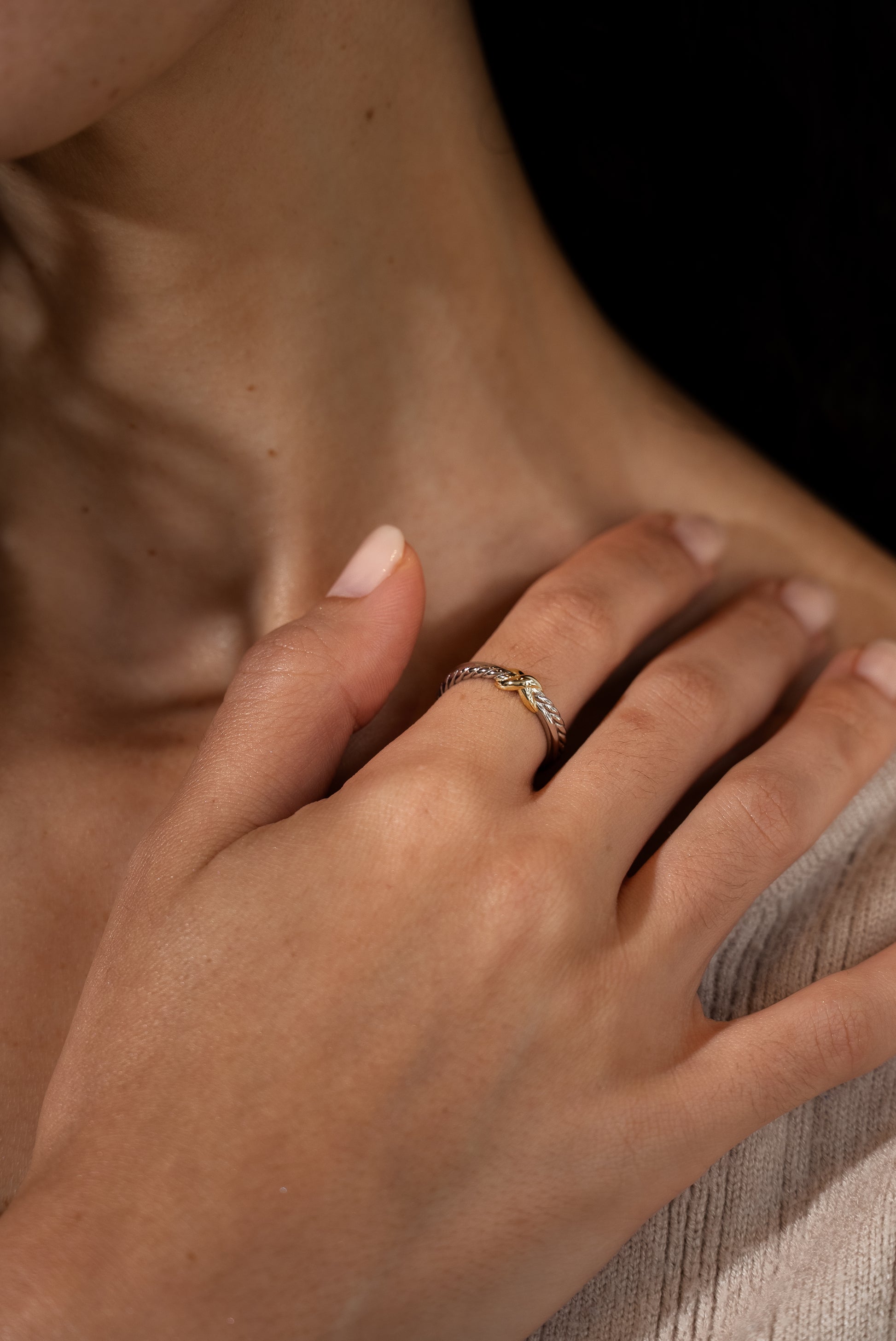 Two Toned X Vermeil Ring