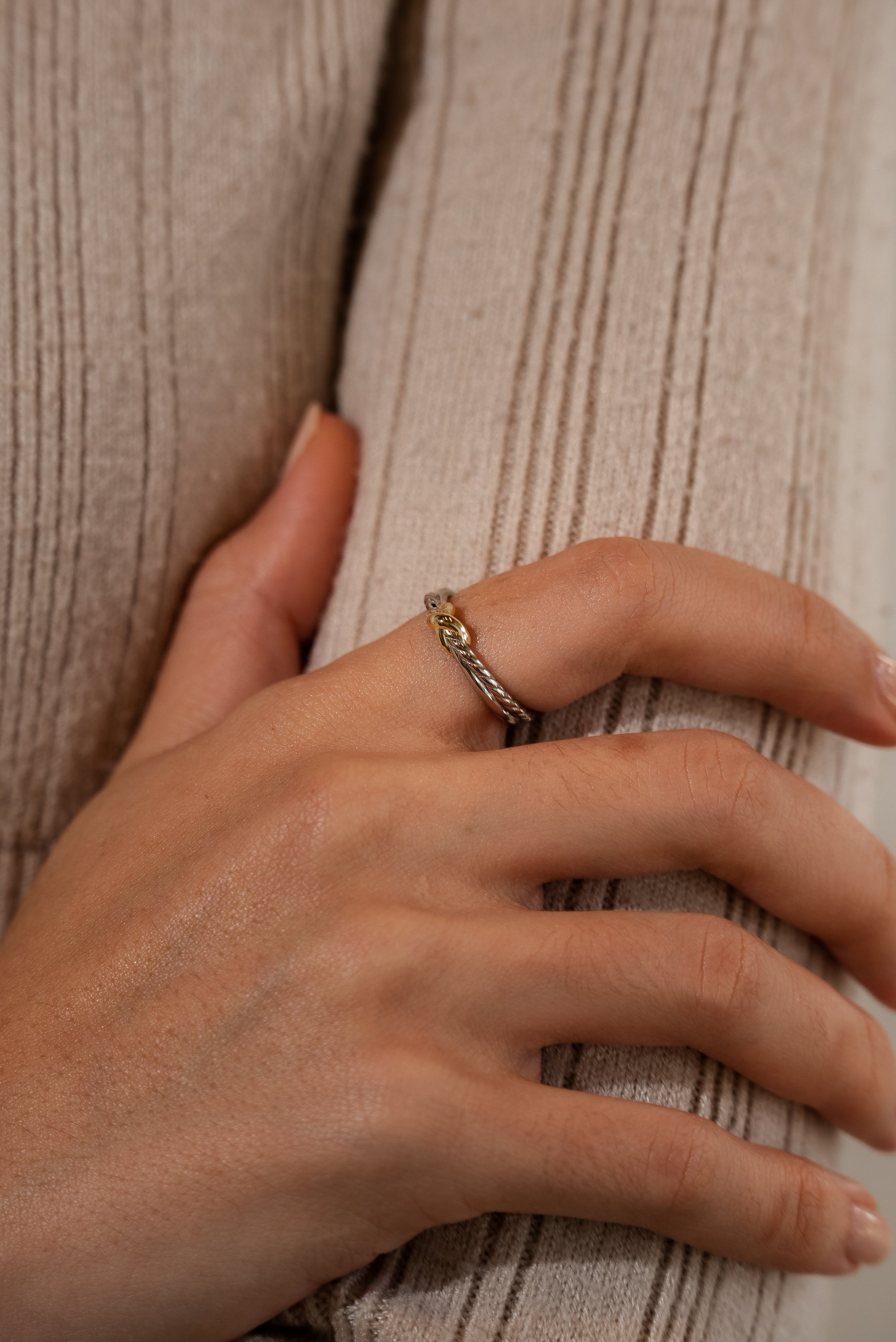 Two Toned X Vermeil Ring