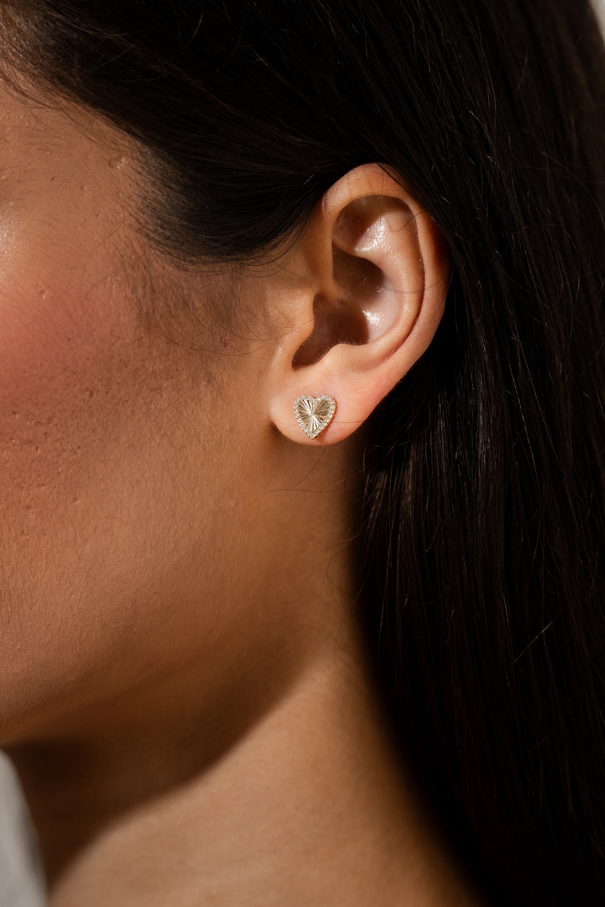 Radiant Heart Stud Vermeil Earrings