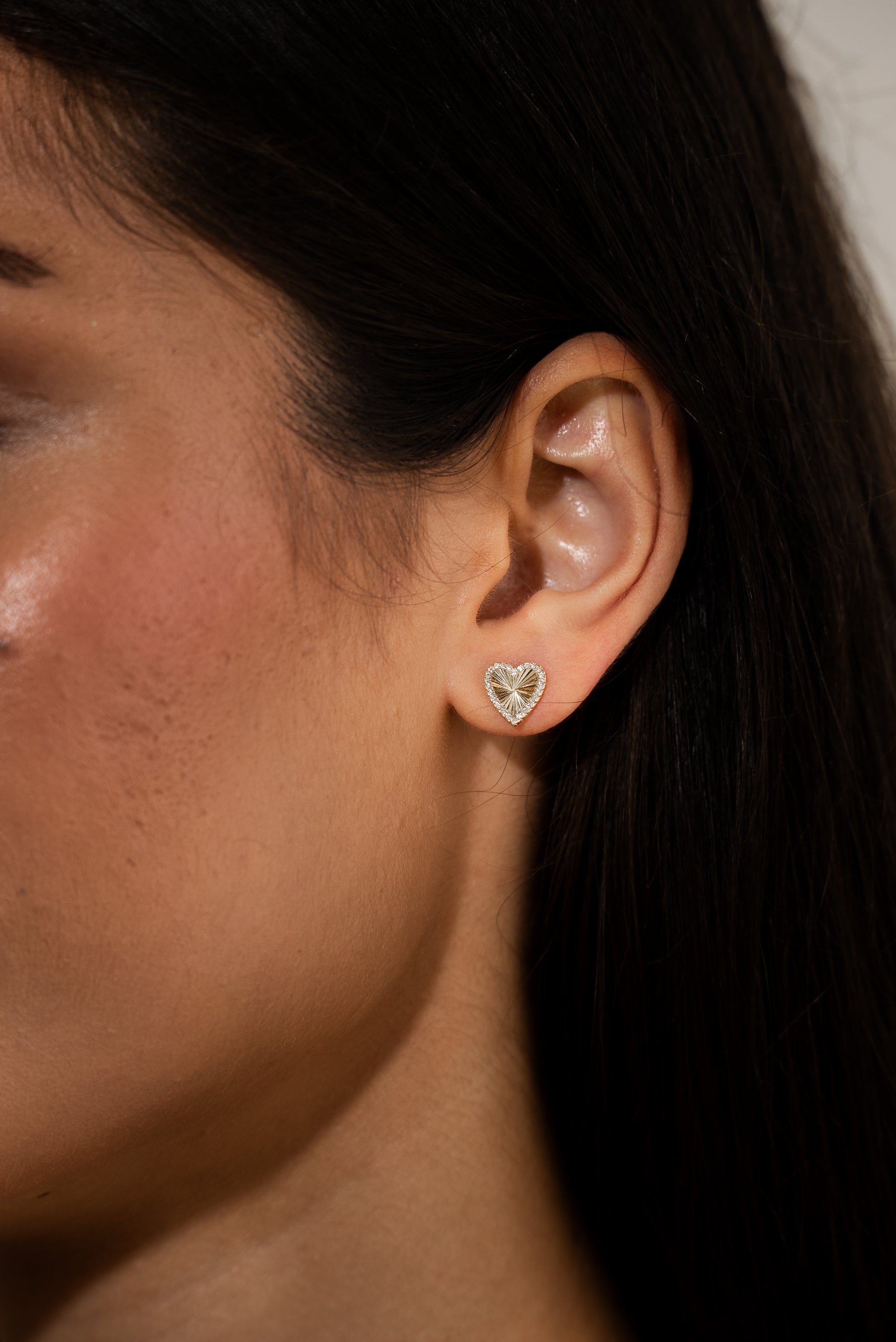 Radiant Heart Stud Vermeil Earrings