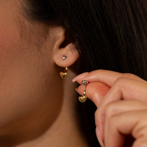 Two Toned Heart Drop Vermeil Earrings