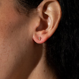 Mini Diamond Cross Vermeil Earrings