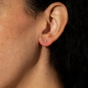 Mini Diamond Cross Vermeil Earrings