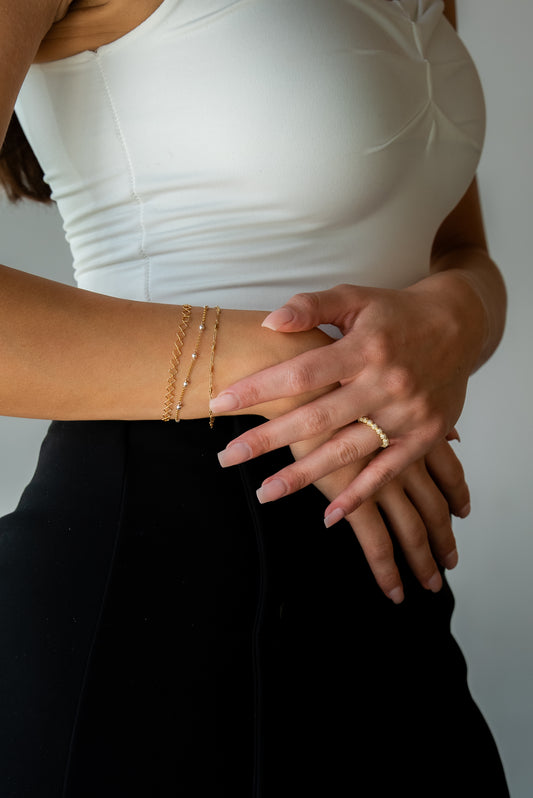 Two Toned Beaded Gold Filled Bracelet
