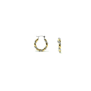 Two Toned Twist Hoop Earrings