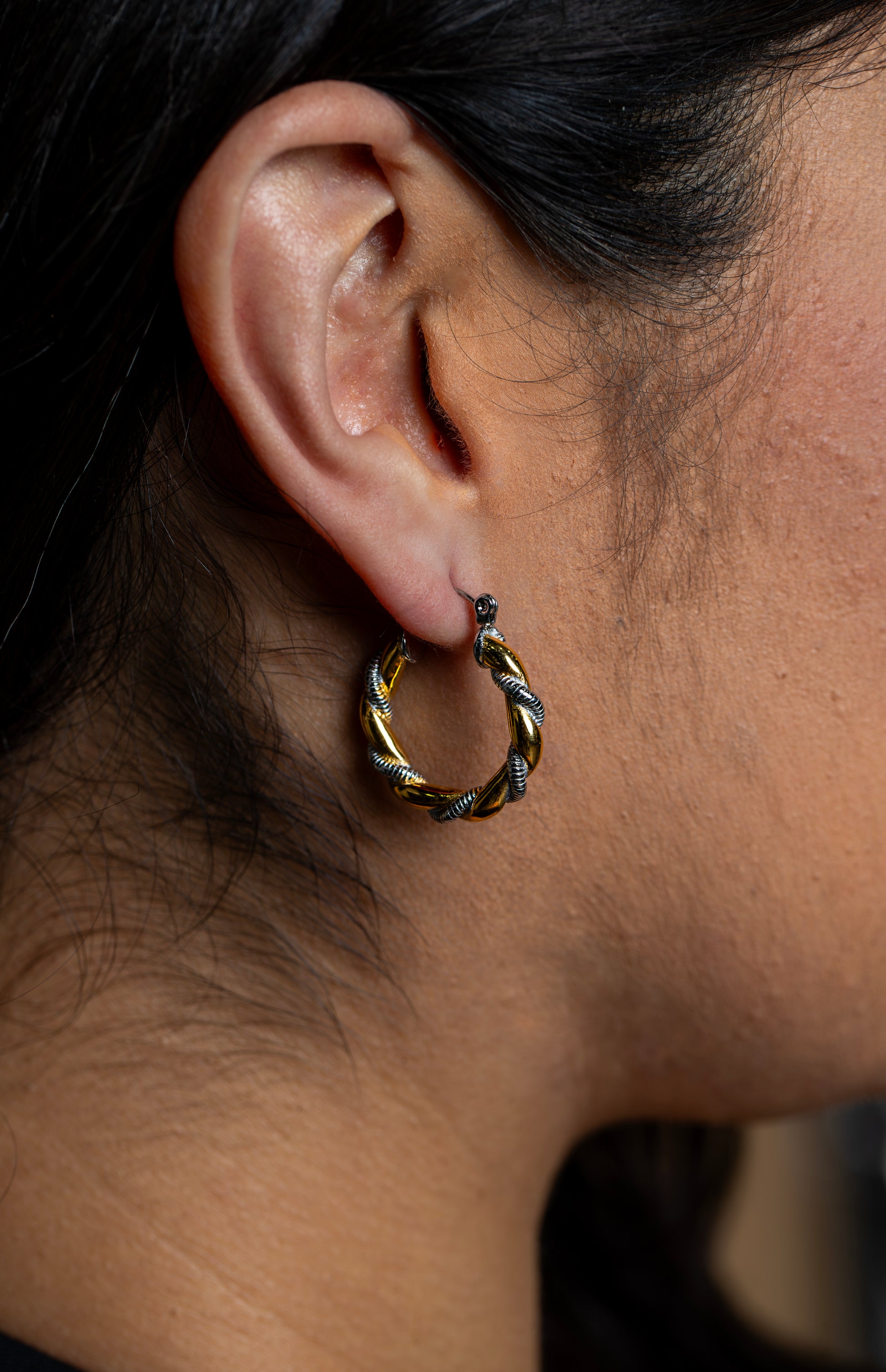Twist Two Toned Hoops