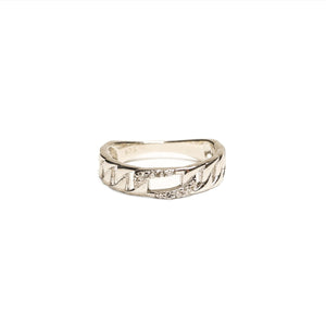 Pave Paperclip Sterling Silver Ring