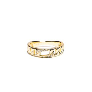 Pave Paperclip Vermeil Ring