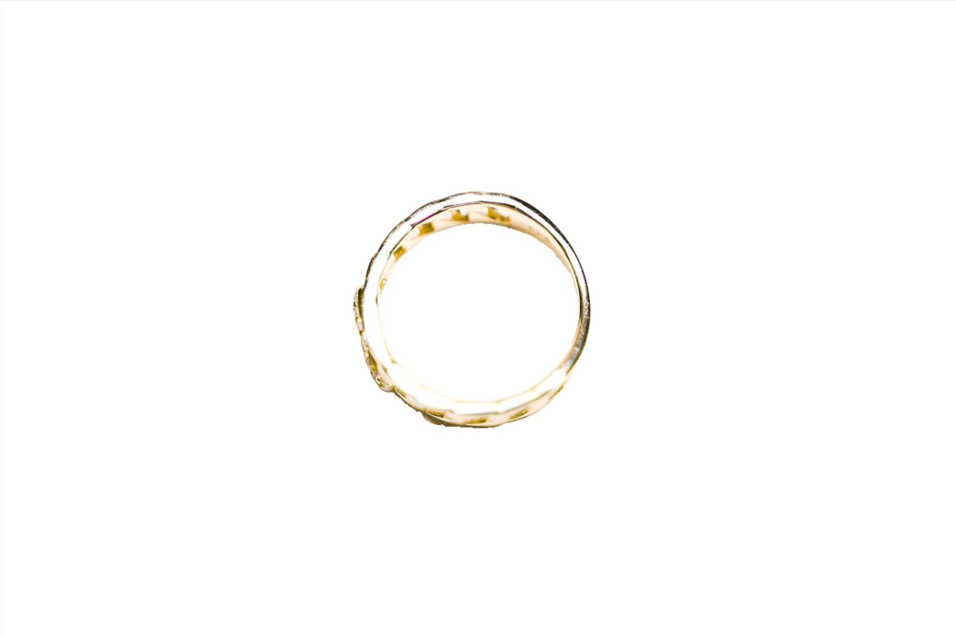 Pave Paperclip Vermeil Ring