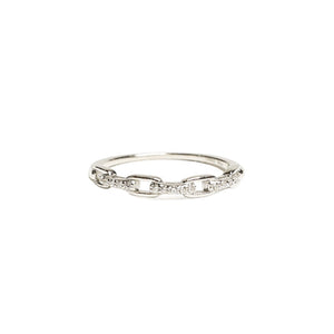 Petite Pave Paperclip Sterling Silver Ring