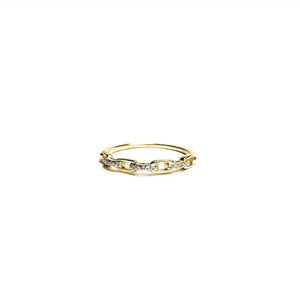 Petite Pave Paperclip Vermeil Ring