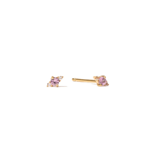 Pink Sapphire 14k Solid Gold Stud Earrings