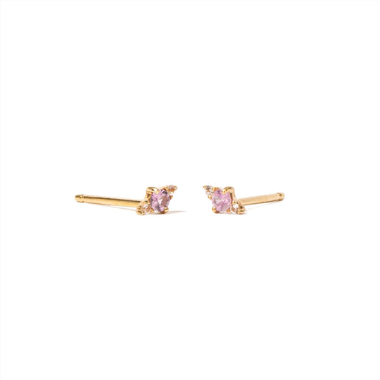 Pink Sapphire 14k Solid Gold Stud Earrings
