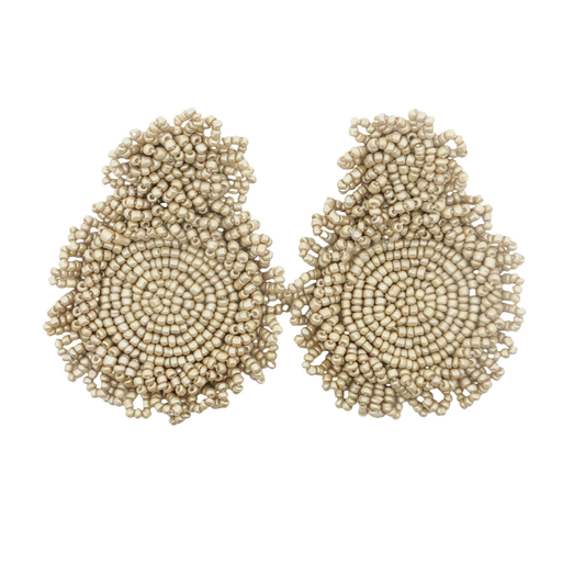 Raina Beaded Earrings in Beige