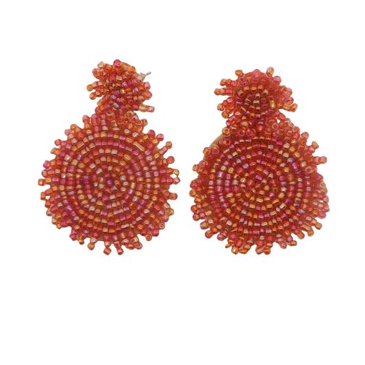 Raina Beaded Earrings in Rust Orange