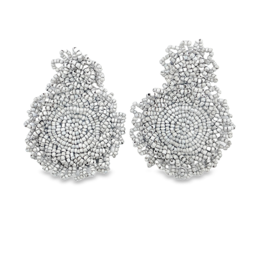 Raina Beaded Earrings In Silver