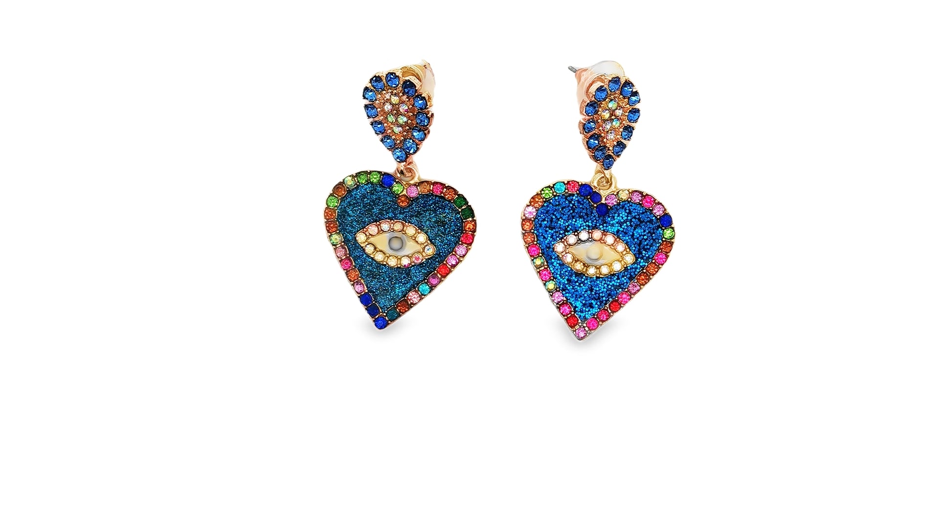 Rainbow Evil Eye Drop Earrings