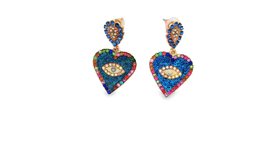 Rainbow Evil Eye Drop Earrings