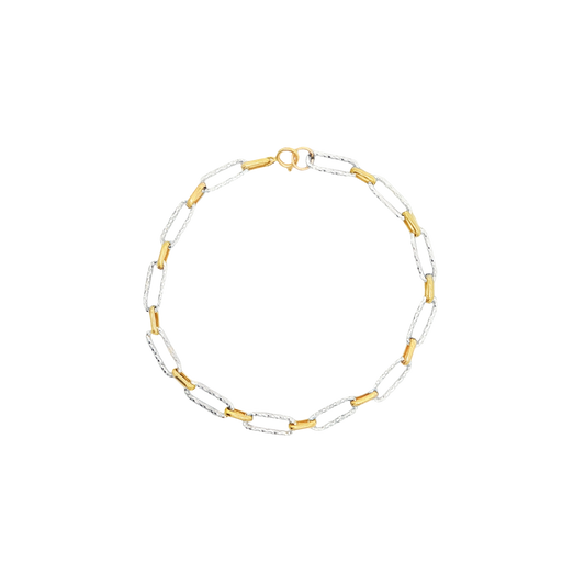 Two Toned Hammered Paperclip Bracelet